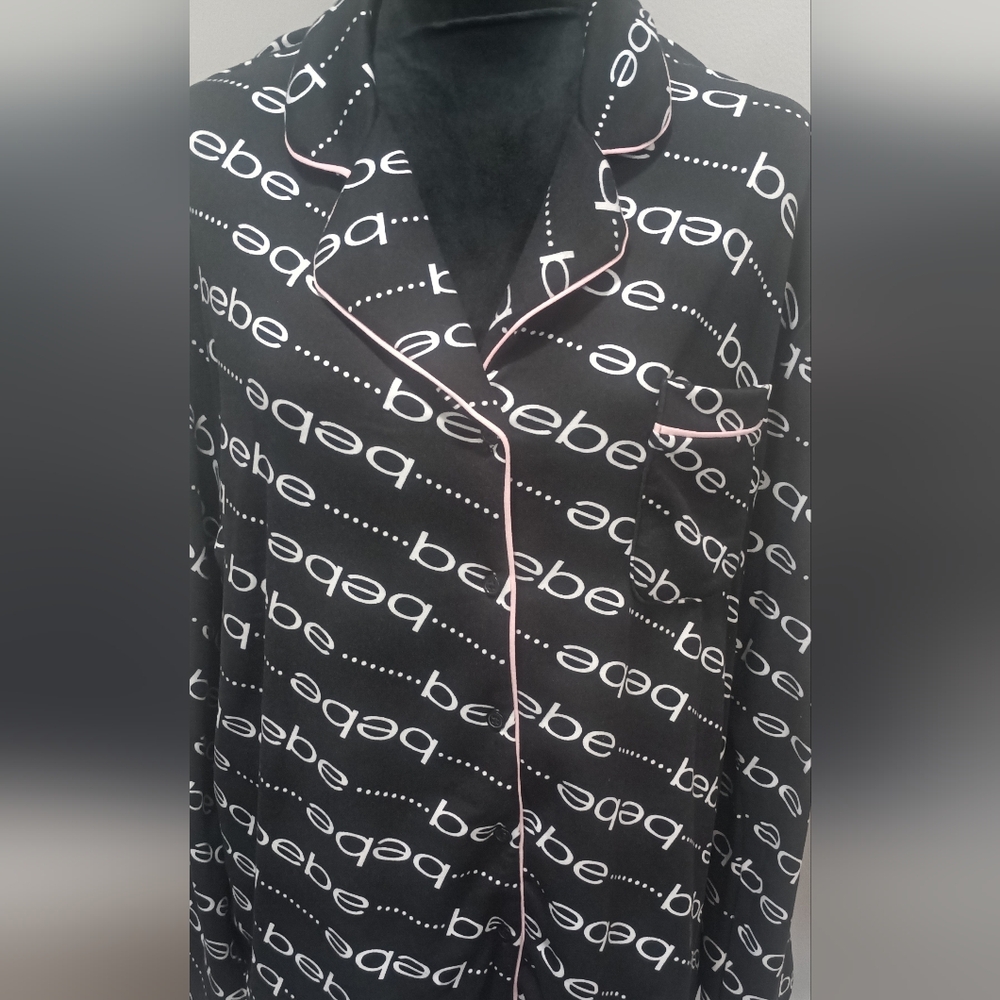 Bebe Black Sleepwear with Pink Trim